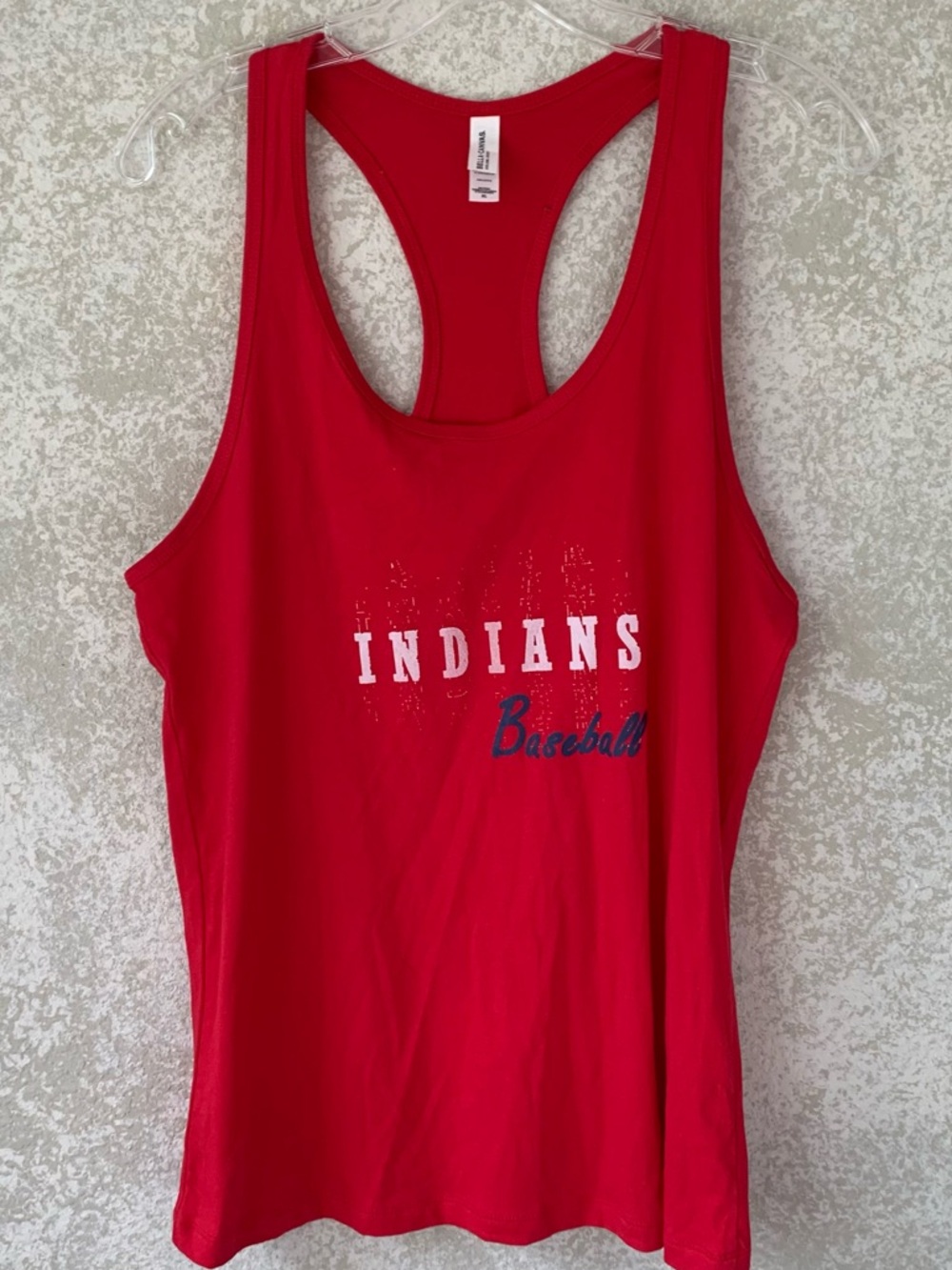 Bella Canvas Women's XL Red Racerback Tank with 'Indians Baseball' Print
